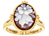 14x10mm Floral Cameo 18k Yellow Gold Over Sterling Silver Statement Ring