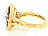 14x10mm Floral Cameo 18k Yellow Gold Over Sterling Silver Statement Ring