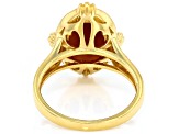 14x10mm Floral Cameo 18k Yellow Gold Over Sterling Silver Statement Ring