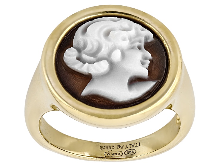 Portrait Cameo 18k Yellow Gold Over Sterling Silver Ring