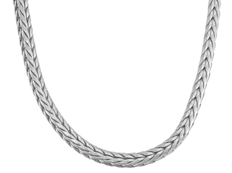 Rhodium Over Sterling Silver Wheat Link 