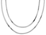 Sterling Silver Set of 2 3mm Diamond-Cut Herringbone 18 and 20 Inch Chains