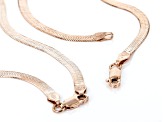 18K Rose Gold Over Sterling Silver Set of 2 3mm Diamond-Cut Herringbone 18 and 20 Inch Chains