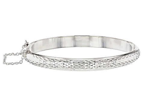 Sterling Silver Diamond Cut Hinged Bangle Bracelet
