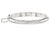 Sterling Silver Diamond Cut Hinged Bangle Bracelet