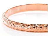 18K Rose Gold Over Sterling Silver Diamond Cut Hinged Bangle Bracelet