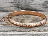18K Rose Gold Over Sterling Silver Diamond Cut Hinged Bangle Bracelet