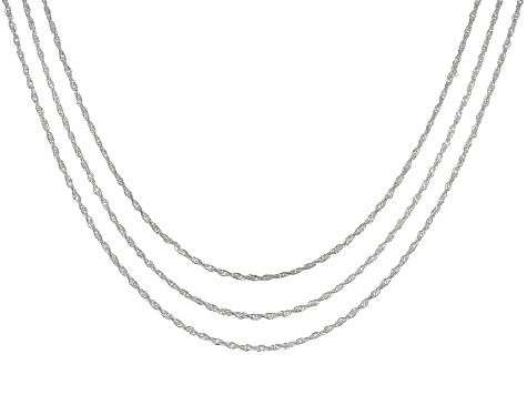 Sterling Silver Rope Link Chain Necklace Set Of Three 24 inch