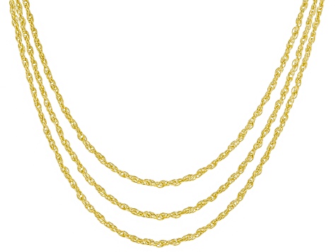 18K Yellow Gold Over Silver Set Of Three Sliding Adjustable 1MM Rope ...