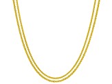 18k Yellow Gold Over Silver Criss Cross & Wheat Sliding Adjustable 24 Inch Chain Set