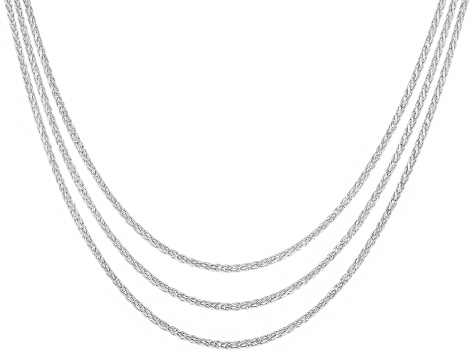 Sterling Silver Wheat Link Sliding Adjustable Chain Set Of Three 24 inch