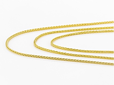 18k Yellow Gold Over Sterling Silver Wheat Link Sliding Adjustable Chain Set