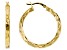 18k Yellow Gold Over Sterling Silver Diamond Cut Squared Tube Hoop Earrings