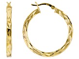 18k Yellow Gold Over Sterling Silver Diamond Cut Squared Tube Hoop Earrings