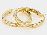 18k Yellow Gold Over Sterling Silver Diamond Cut Squared Tube Hoop Earrings