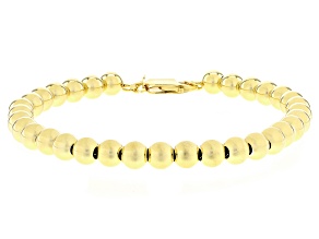 18k Yellow Gold Over Sterling Silver 6mm Bead Link 8 Inch Bracelet