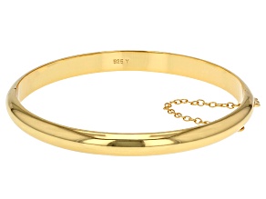 18k Yellow Gold Over Sterling Silver Bangle Bracelet 8 inch 7mm
