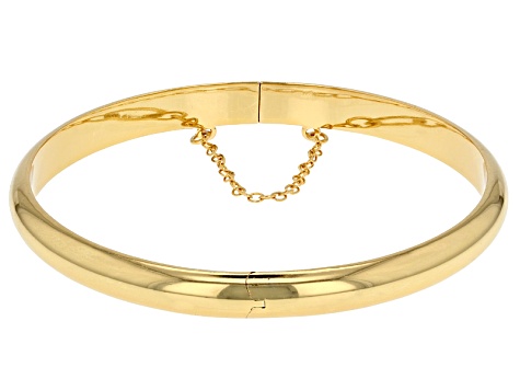18k Yellow Gold Over Sterling Silver Bangle Bracelet 8 inch 7mm ...