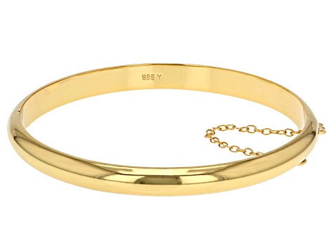18k Yellow Gold Over Sterling Silver Polished Bangle Bracelet 7 inch ...