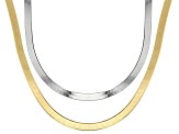 Rhodium Over Sterling Silver & 18k Yellow Gold Over Sterling Silver Herringbone