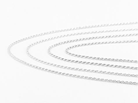 Sterling Silver 1.3MM Diamond-Cut Set Of 4 Rope 18/20/24/30 Inch Chain