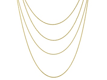Picture of 18K Yellow Gold Over Sterling Silver 1.3MM Diamond-Cut Set Of 4 Rope Chain