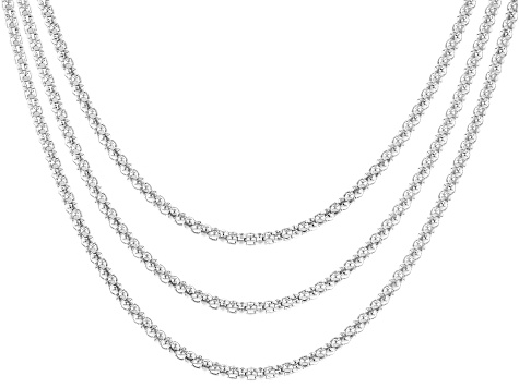 Sterling Silver Popcorn Link Chain Set 18, 20, And 24 inch