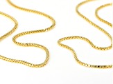 18K YELLOW GOLD OVER SILVER ROUND & SQUARE BOX LINK 24" ADJUSTABLE CHAIN SET OF 2