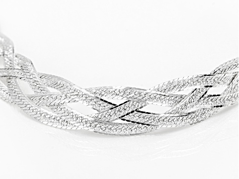 Sterling Silver Diamond Cut Braided Herringbone Bracelet
