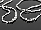 Sterling Silver Set of 2 1.5MM Mirrored Criss-Cross Chain 18 Inch and 20 Inch Necklaces