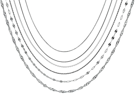 Sterling Silver Multi Chain Necklace /& Earrings Set