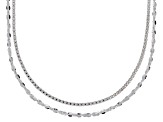 Sterling Silver Twisted Serpentine & Diamond Cut Popcorn Chain Necklace Set 24 Inch