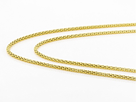 18K Yellow Gold Over Sterling Silver Popcorn Chain Necklace Set 24 & 28 Inch