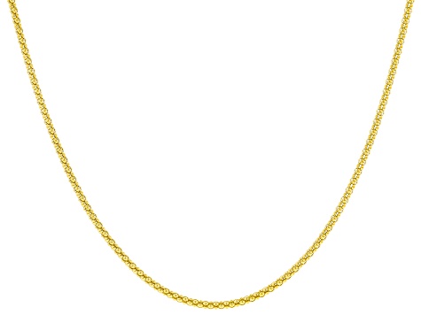 18K Yellow Gold Over Sterling Silver Popcorn Chain Necklace Set 24 & 28 ...