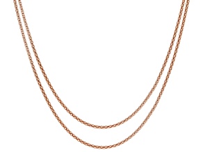 18K Rose Gold Over Sterling Silver Popcorn Chain Necklace Set  24, & 28 Inch