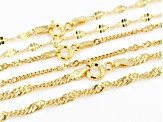 18K Yellow Gold Over Sterling Silver Multi-Link Chain Necklace Set  20, 24, & 28 Inch