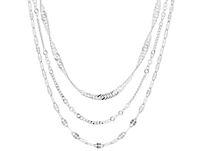 Sterling Silver Multi-Link Chain Necklace Set 20, 24, & 28 Inch