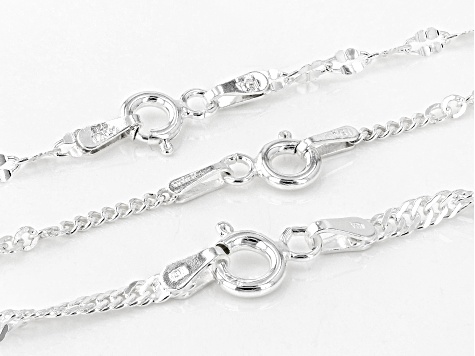 Sterling Silver Multi-Link Chain Necklace Set 20, 24, & 28 Inch