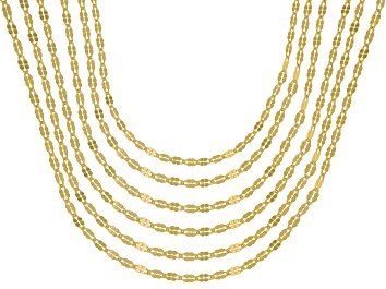 Picture of 18K Yellow Gold Over Sterling Silver Twisted Mirror Chain Necklace Set Of 6