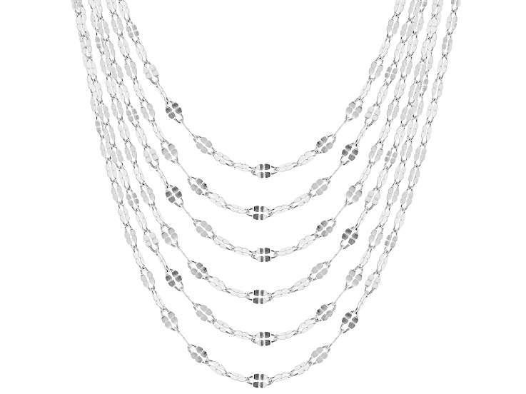 Sterling Silver Twisted Mirror Chain Necklace Set of 6