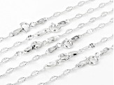 Sterling Silver Twisted Mirror Chain Necklace Set of 6