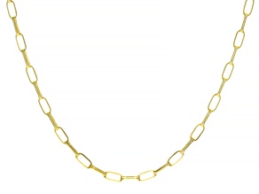 18k Yellow Gold Over Sterling Silver 3.5MM Elongated Cable Link Chain 18 Inch Necklace