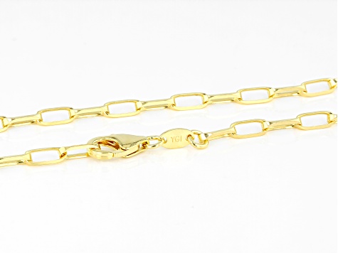 18k Yellow Gold Over Sterling Silver 3.5MM Elongated Cable Link Chain 20 Inch Necklace