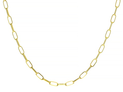 18k Yellow Gold Over Sterling Silver 3.5MM Elongated Cable Link Chain 24 Inch Necklace