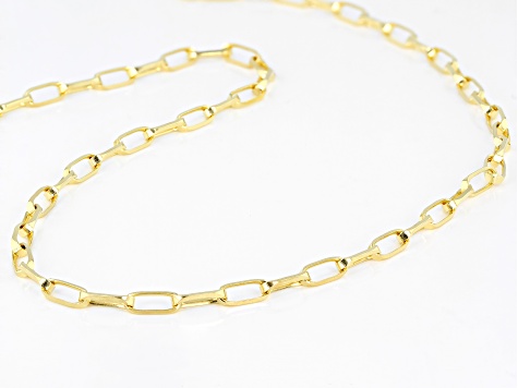 18k Yellow Gold Over Sterling Silver 3.5MM Elongated Cable Link Chain 24 Inch Necklace