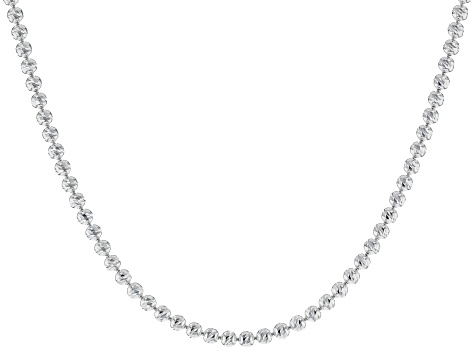 Sterling Silver Diamond Cut Bead Chain Necklace 18 Inch