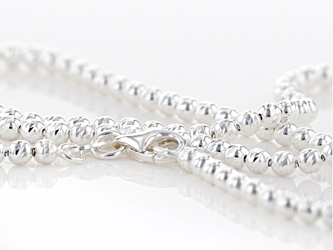 Sterling Silver Diamond Cut Bead Chain Necklace 18 Inch
