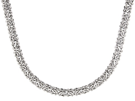 Sterling Silver 7MM  Byzantine Necklace 18 Inch