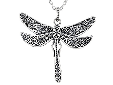 Rhodium-plated 925 Silver Dragonfly Pendant with 18 Necklace Jewels Obsession Dragonfly Necklace 