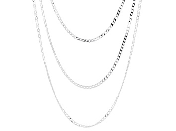 Sterling Silver Set of 2 1.5MM Mirrored Criss-Cross Chain 18 Inch
